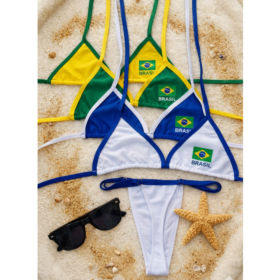 Biquíni Brasil Cortininha Ajustável - Moda Praia Verão