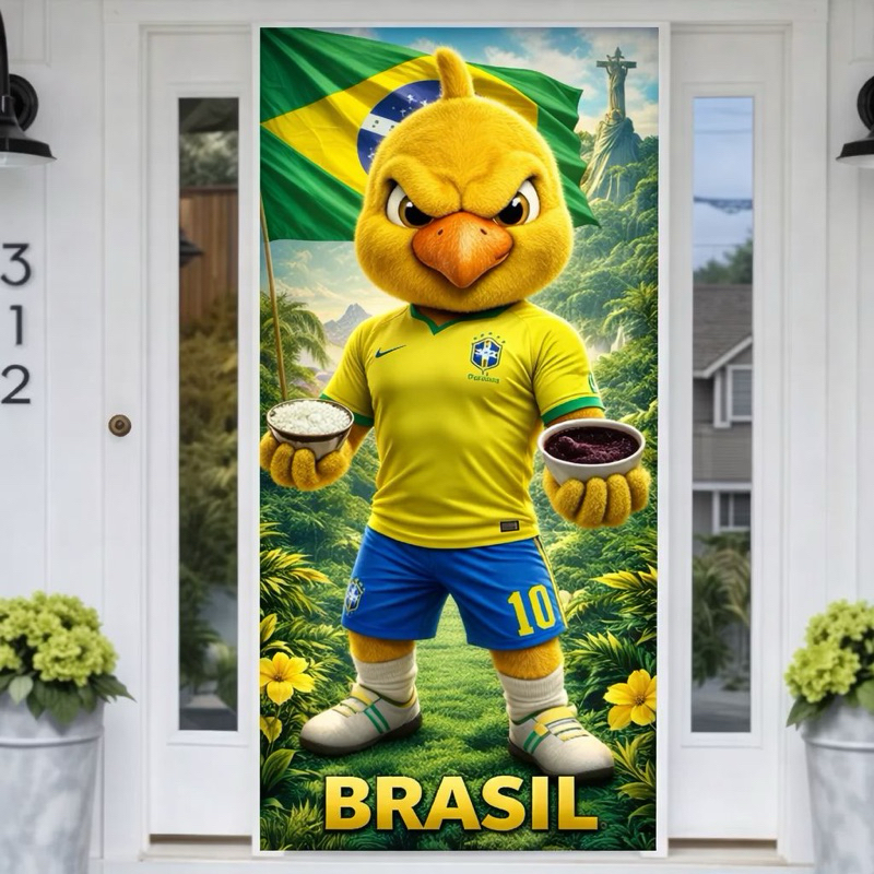 Capa Para Porta Decoração Copa do Mundo  2026 Painel Em Tecido Com Elástico