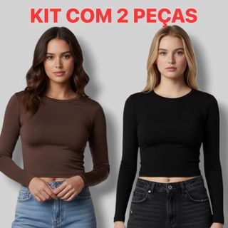 kit Blusa Manga Longa Feminina Blusa Feminina Blusinha feminina Baby Tee Cropped Manga Longa