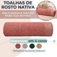 Toalha de Rosto Nativa Avulsa Felpuda Alta Absorção Toque Suave Macia 100% Algodão 420g/m² Appel