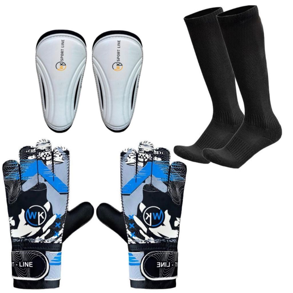 Kit Luva Goleiro Wk.2 Meião E Caneleira Varias Cores Infantil