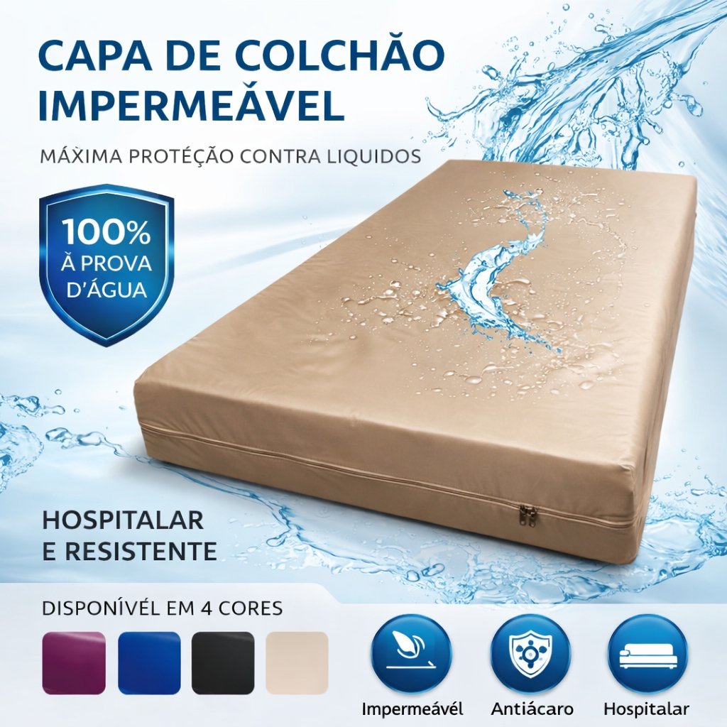 Capa de Colchão Solteiro Hospitalar 100% Impermeável Fácil de Lavar Antialérgico e Antiácaro