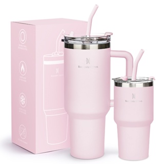 ROMANTIC CROWN Kit 2 Copo Térmico Inox Portátil 1200ml/600ml Garrafa Térmica Inoxidável com Tampa e Canudo em Oferta na Shopee