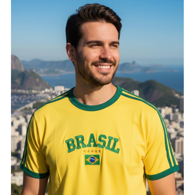 Camisa Camiseta Brasil Bordada