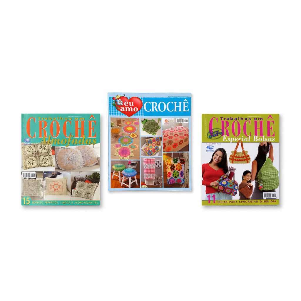 Kit CROCHÊ 3 Revistas : ALMOFADAS, BOLSAS e MAIS ...