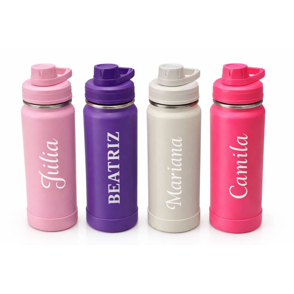 Garrafa térmica 800ml ou de 600ml personalizada laser UV com seu nome ou sua logo