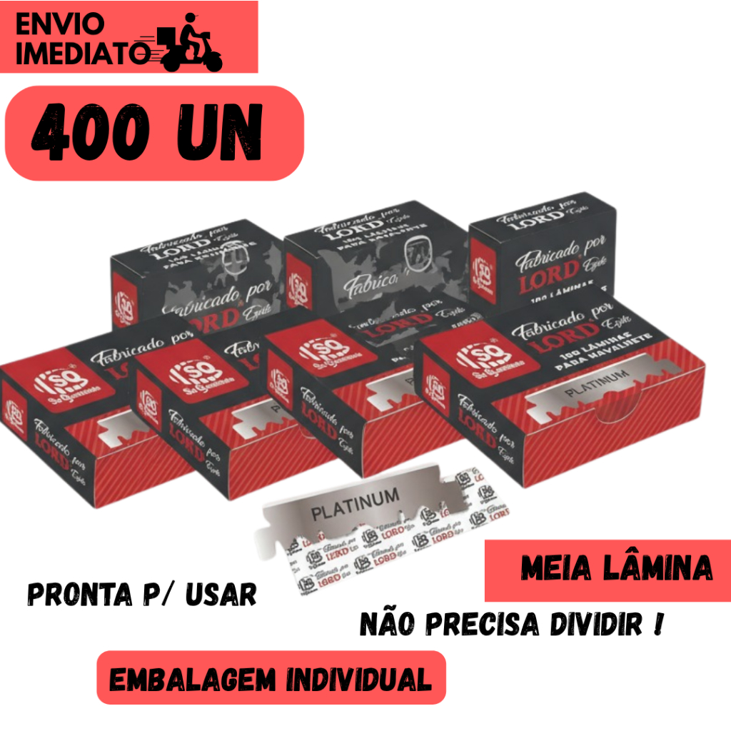 400 Lâmina Lord Egito Meia Lâmina Original Para Barbearia Profissional Alta Qualidade p/Navalhete