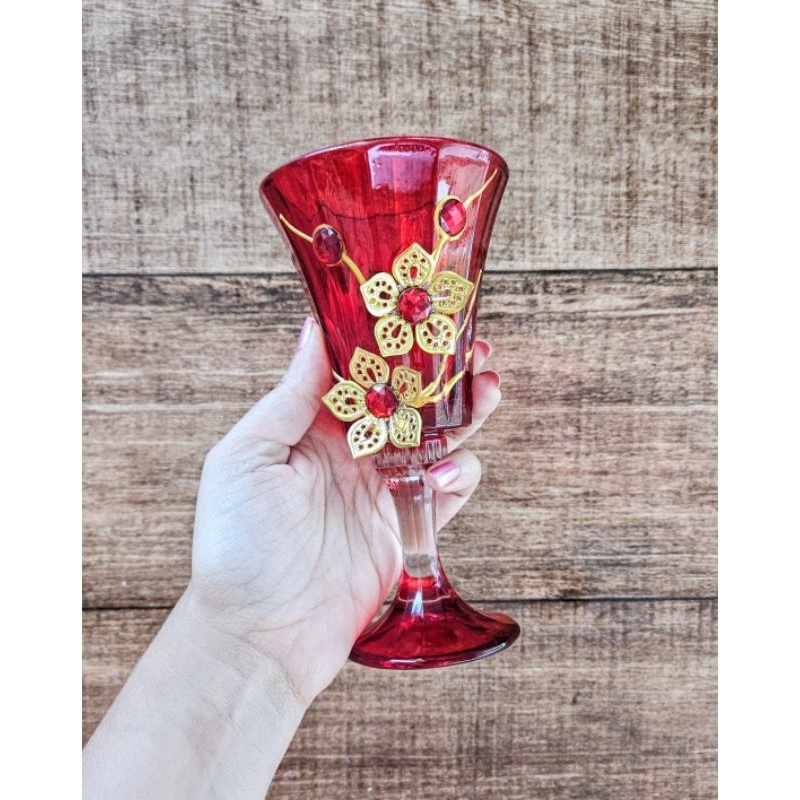 Taça Umbanda Candomblé cigana pombagira vermelho e dourado