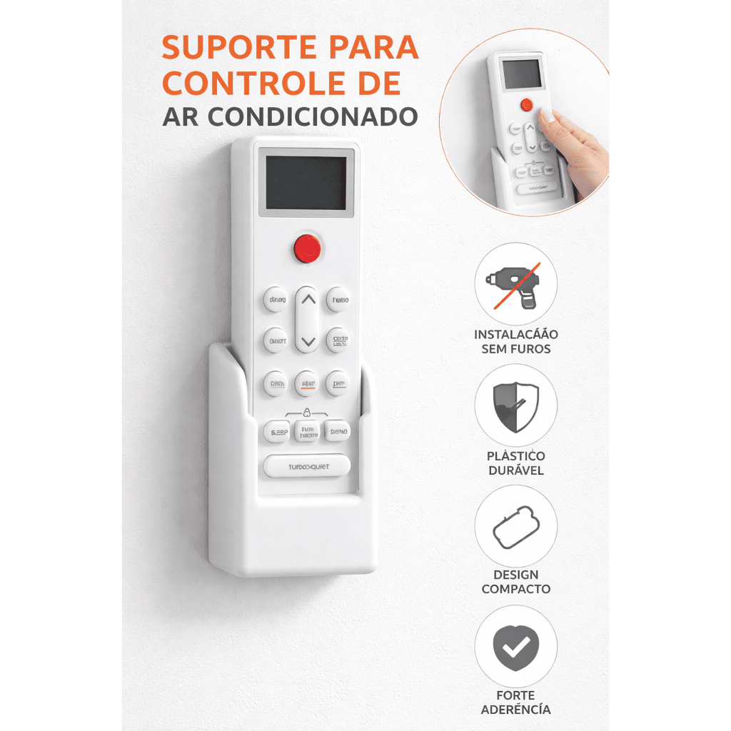 Suporte Controle Ar Condicionado de Parede Universal Facil instalação Parede Adesivo Sem Furo
