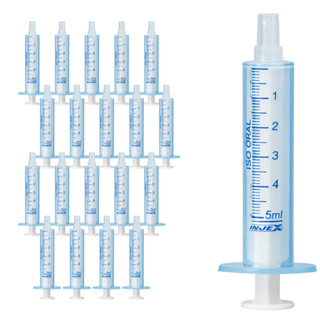 Kit 20 Dosador Oral 5ml Azul Injex Seringa Dosadora Medicamentos Líquidos em Oferta na Shopee