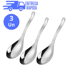 3/2/1 Colher Servir Arroz Média 23cm Aço Inox Premium Multiuso Utensilio de Cozinha Resistente
