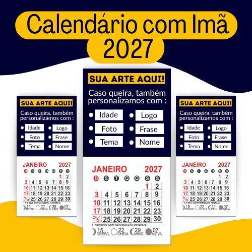 100 Mini calendários com Imã Personalizados | Melhor custo-benefício