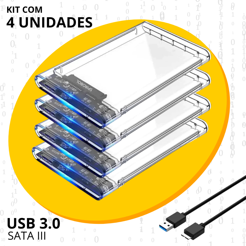 Case HD Kit com 4 Externo De Gaveta Usb 3.0 Hd 2.5 Sata Slim Xbox smart tv PS5 videogame ultrarapido