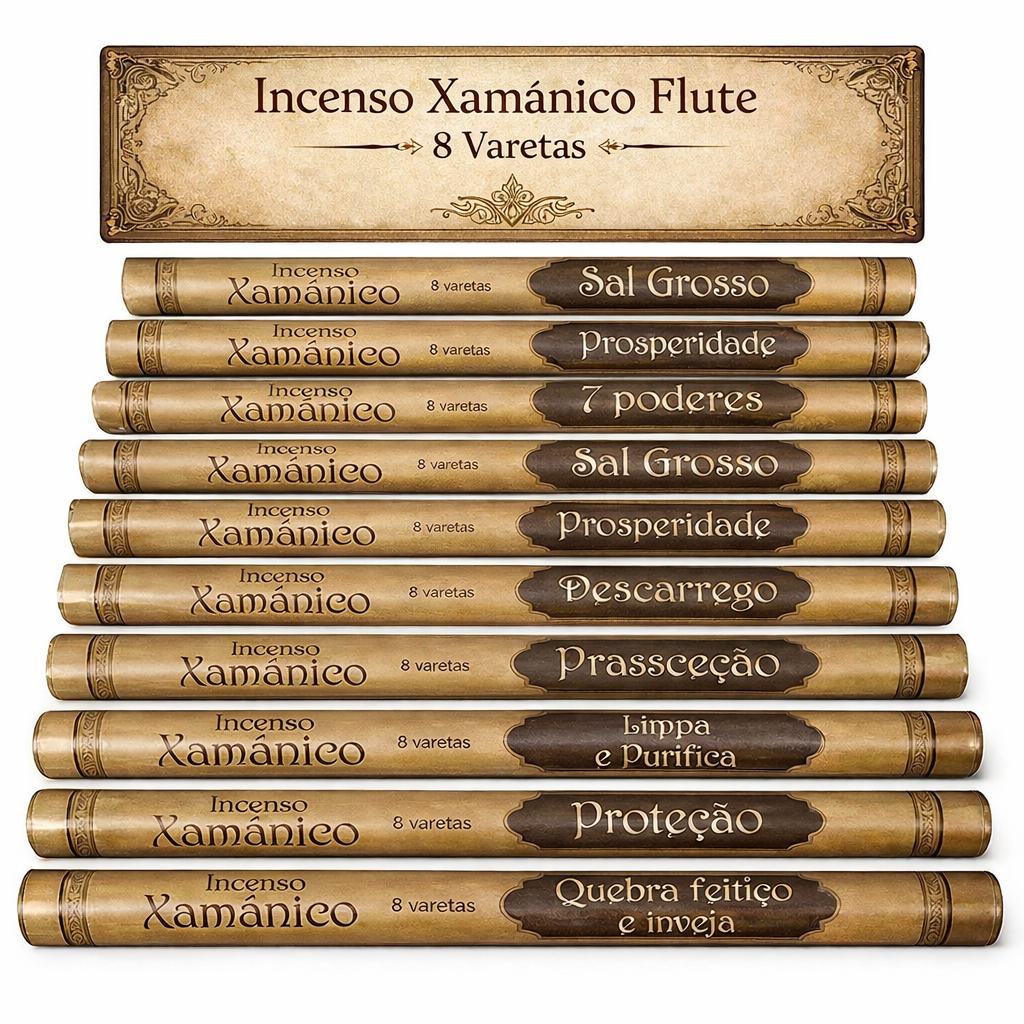 Incenso Xamânico Flute 8 Varetas Purificação Energética Meditação Defumação Espiritual Energia Positiva Aromaterapia