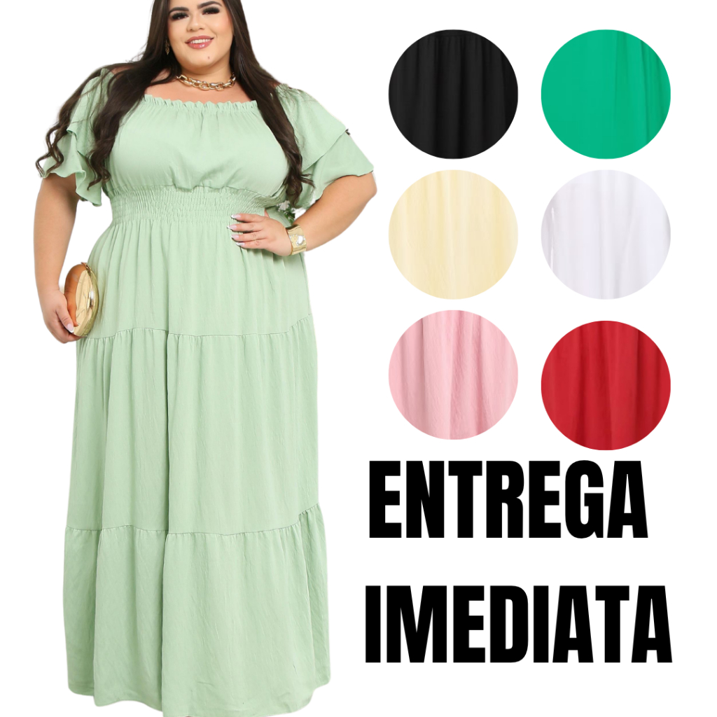Vestido Longo Ciganinha Plus Size – Feminino, Confortável e Estiloso (Tam. 48 ao 60)