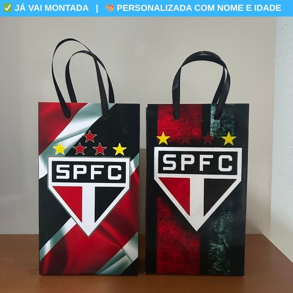 Sacolinha Personalizada Surpresa São Paulo Tricolor Time Festa Infantil | Lembrancinha Aniversário
