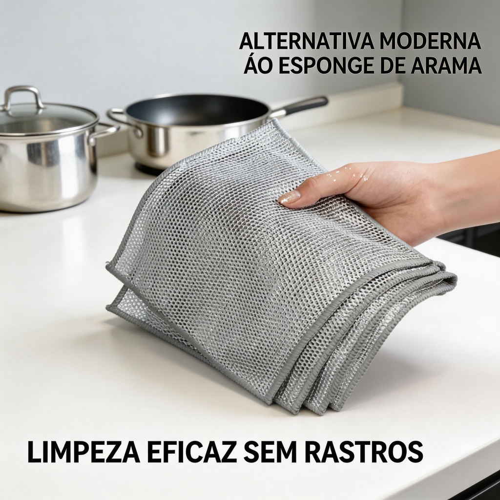 Esfregão de Metal Multiuso para Panelas e Superfícies – Alternativa Moderna que Substitui Esponja de Arame