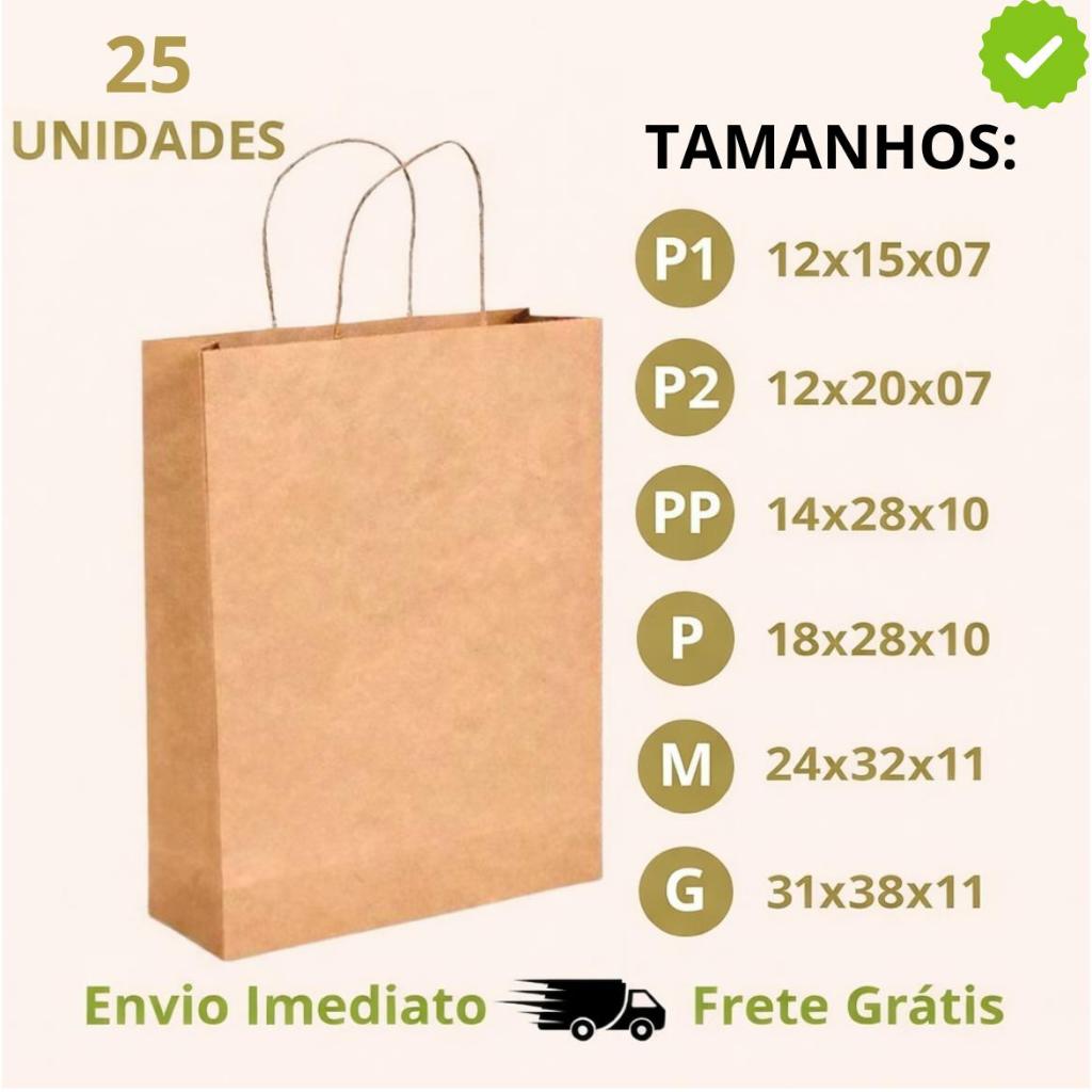 Sacola Papel Kraft | Pacote de 80g com 25 Unidades