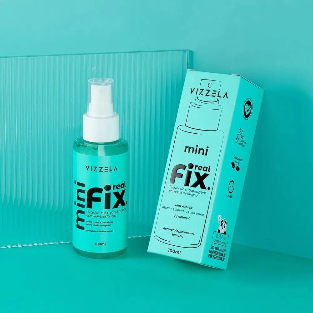 Mini Fixador Bruma Maquiagem Real Fix Spray 100ml Alta Duração Vegano Original Vizzela