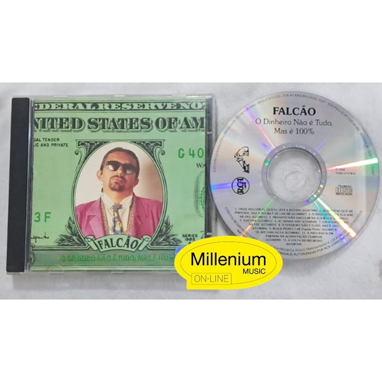 CD Falcão  O Dinheiro Não É Tudo, Mas É 100% 1994 Original Gravadora Colecionador Ótimo Estado