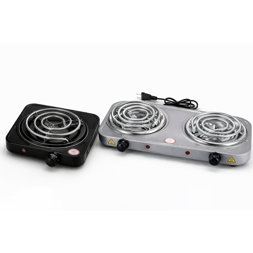 Fogareiro Elétrico 2 Bocas 220V Alta Potência 2000W Portátil Cozinha Camping Controle de Temperatura Alta Potência