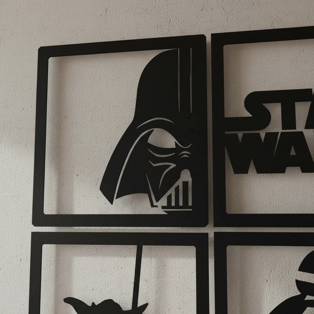 Quadro Decorativo Star Wars | em MDF Preto 20x20cm - acompanha dupla face