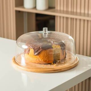 Boleira com tampa Sense Base em Bambu Decoração Mesa Posta Porta Bolo em Oferta na Shopee
