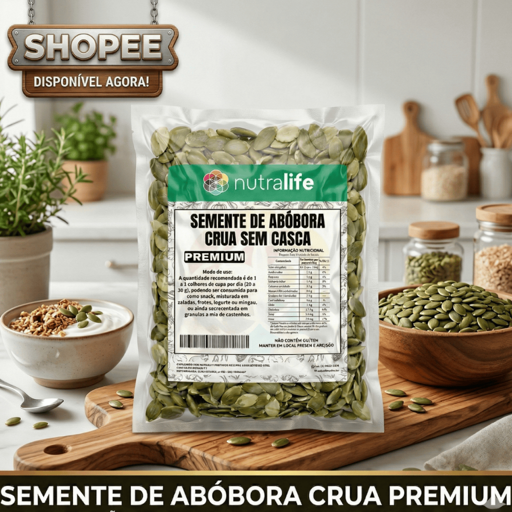 Semente de Abóbora Crua Sem Casca à Vácuo - 100% Pura Nutralife
