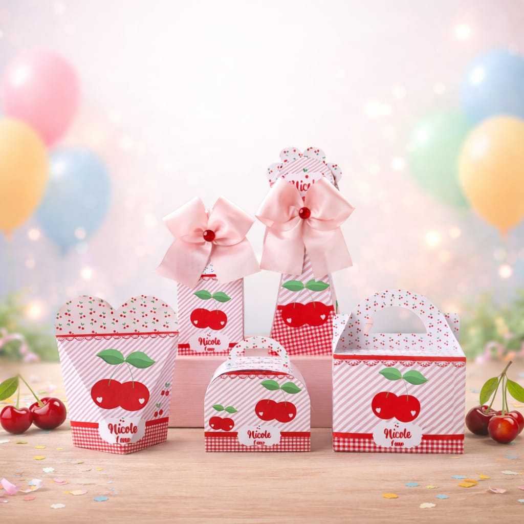 Kit Caixa Cereja Cerejinha Personalizada/ Lembrancinha de Festa/ Aniversário