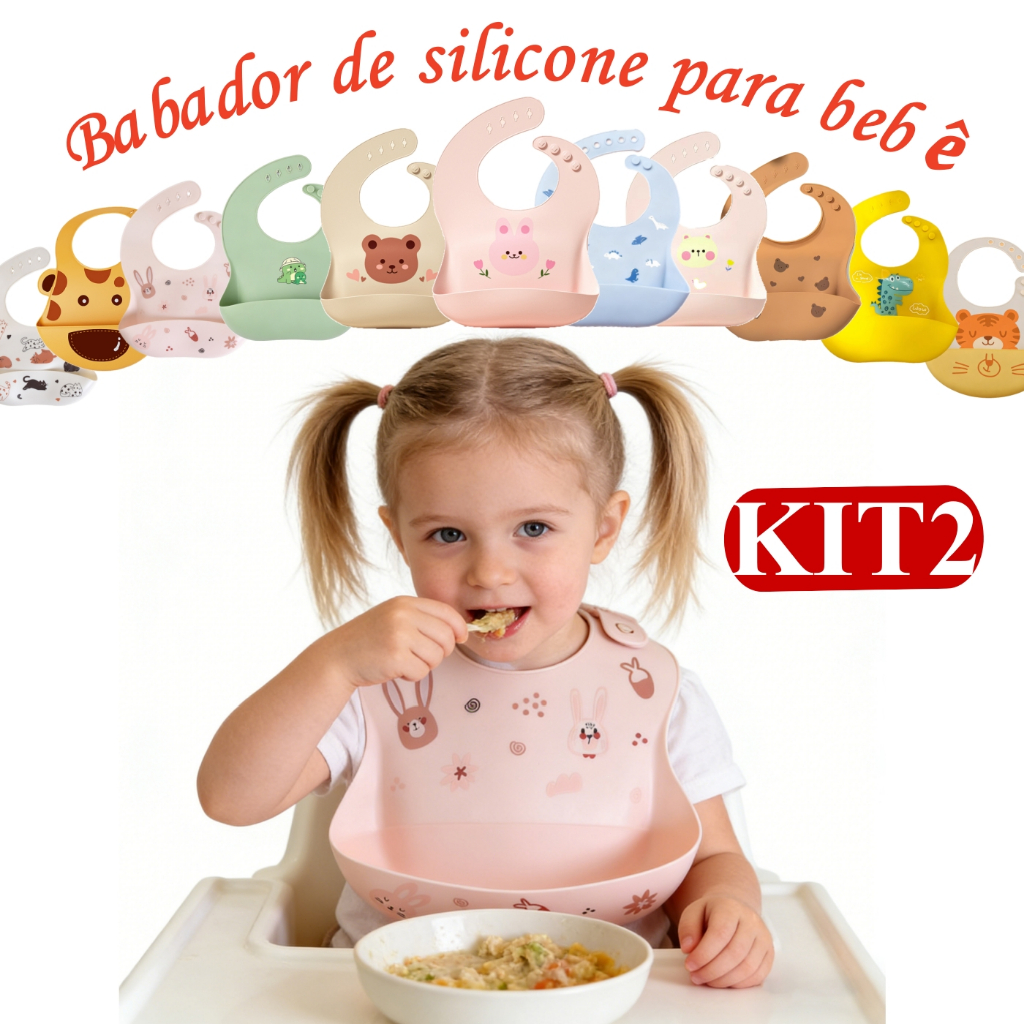 Babador Bandana Impermeável De Silicone Para Alimentação Bebê Com Pega Migalhas Ajustável Resistente E Durável Infantil
