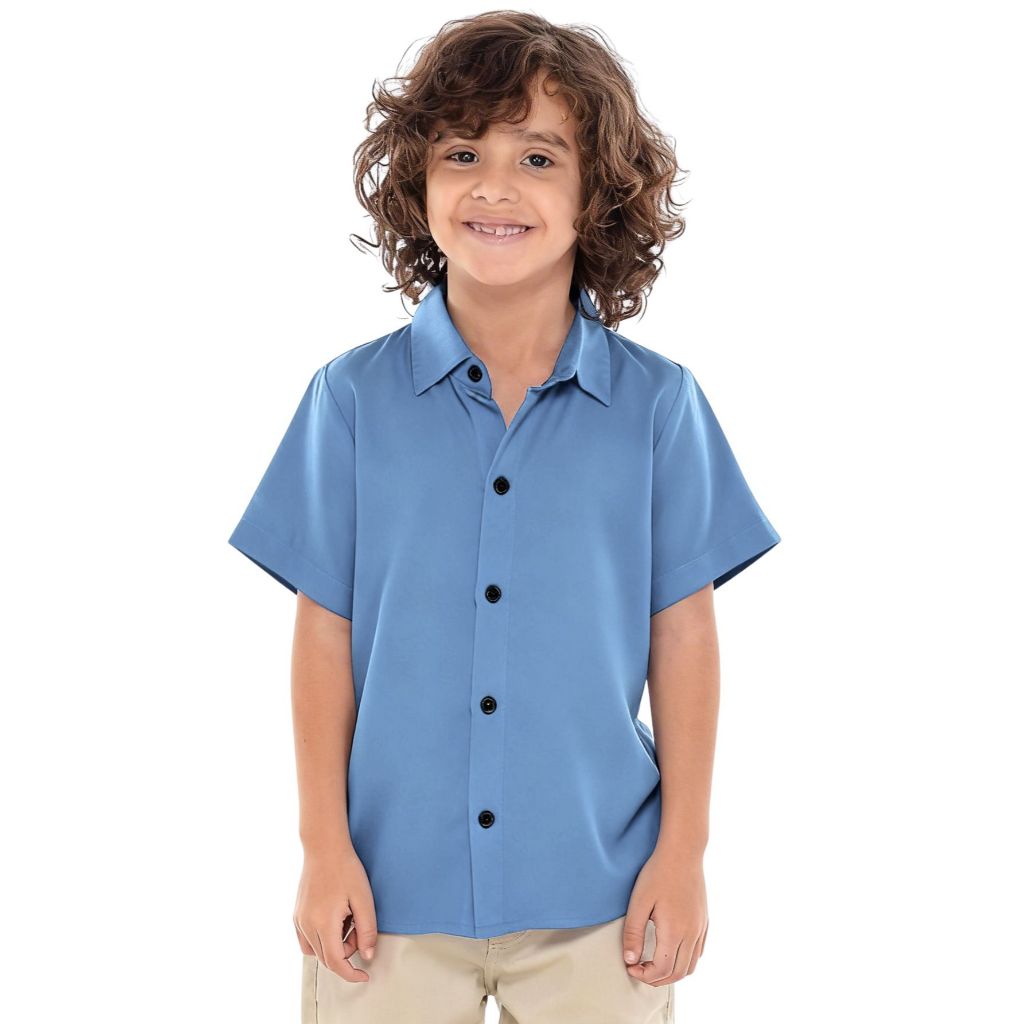 Camisa Social Infantil Menino Manga Curta Batizado Casamento
