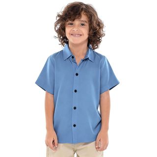 Camisa Social Infantil Menino Manga Curta Batizado Casamento