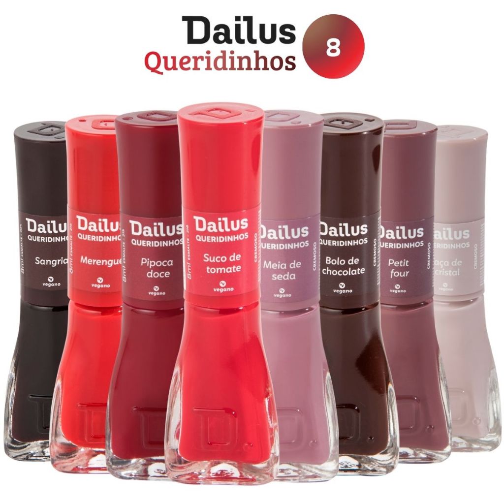 Esmalte Dailus Kits com 8 ou 6 Cores Manicure Pedicure Vermelho Nude Marrom Terroso Atacado