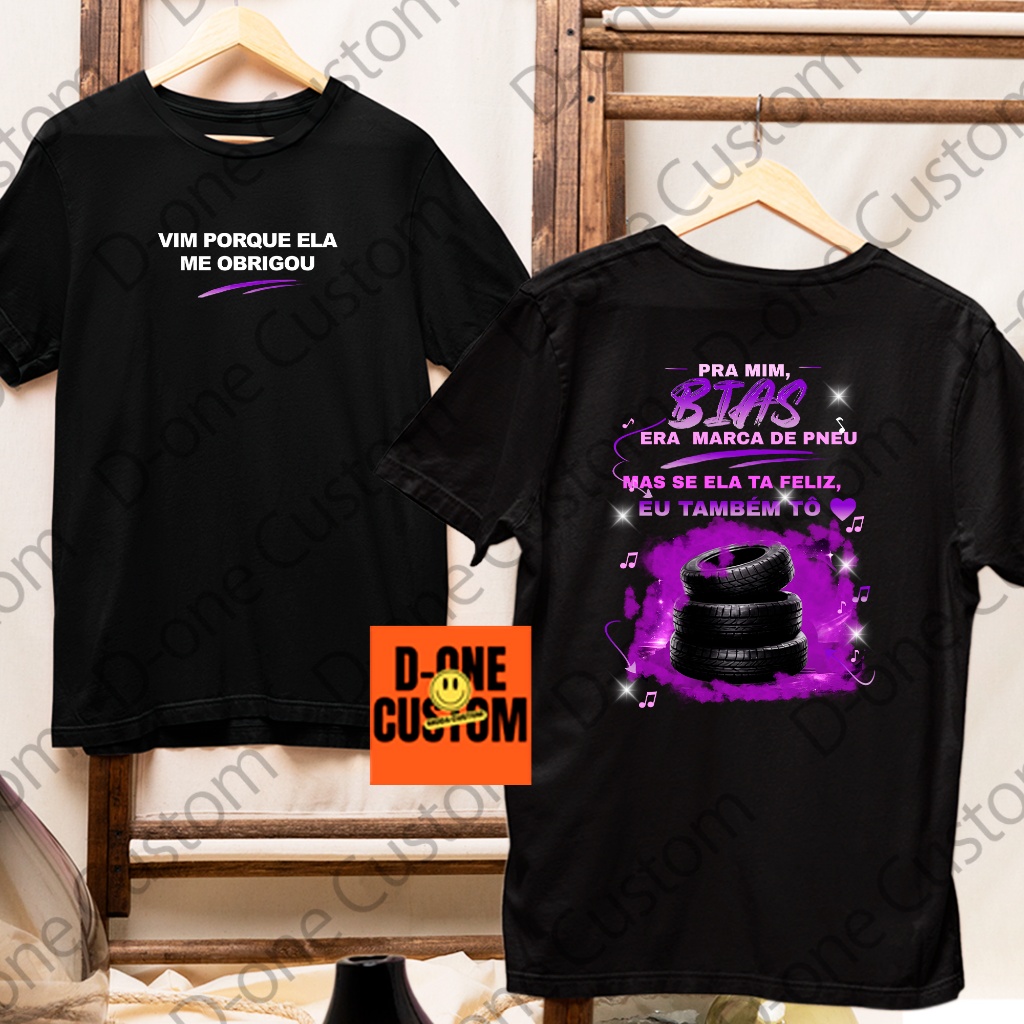Camisa Camiseta K-Pop Estampa Roxa Fãs Humor Só Vim Por Causa Dela Estampado Frente Costa Frase
