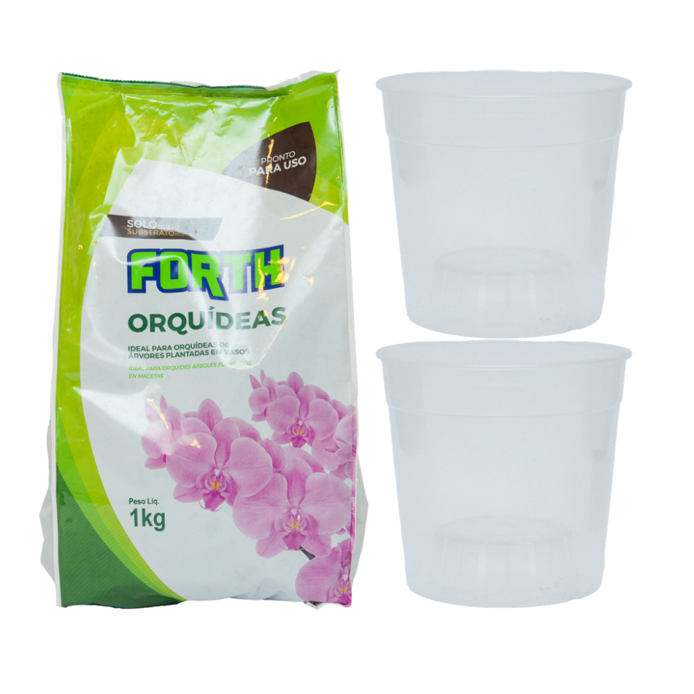 Kit Substrato Orquídea Forth 1kg + Pote Orquídea 12 Nutriplan 750ml