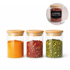 Kit 3 Unidades Pote Hermético Vidro 200ml Tampa Bambu Vedação Silicone Organizador Cozinha