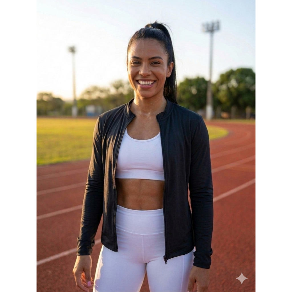 Casaco com Ziper  Fit Blusa Slim Treino Proteção Solar Uv Corrida Academia Casaquinho
