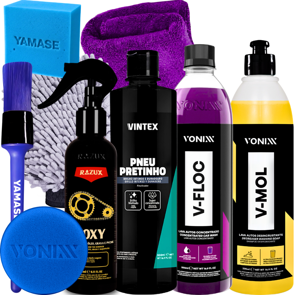 Kit Produto para Lavar Moto Shampoo Desengraxante Pretinho Limpador de Corrente Vonixx em Oferta na Shopee