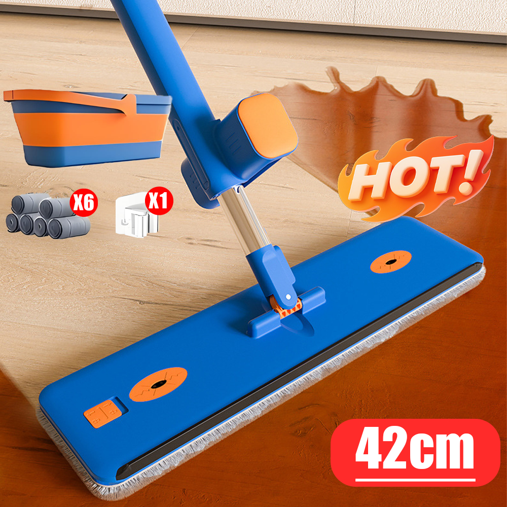 Kit Mop Giratório com Balde Dobrável e 6 Refis de Microfibra | Sistema de Limpeza 360° para Casa-S10