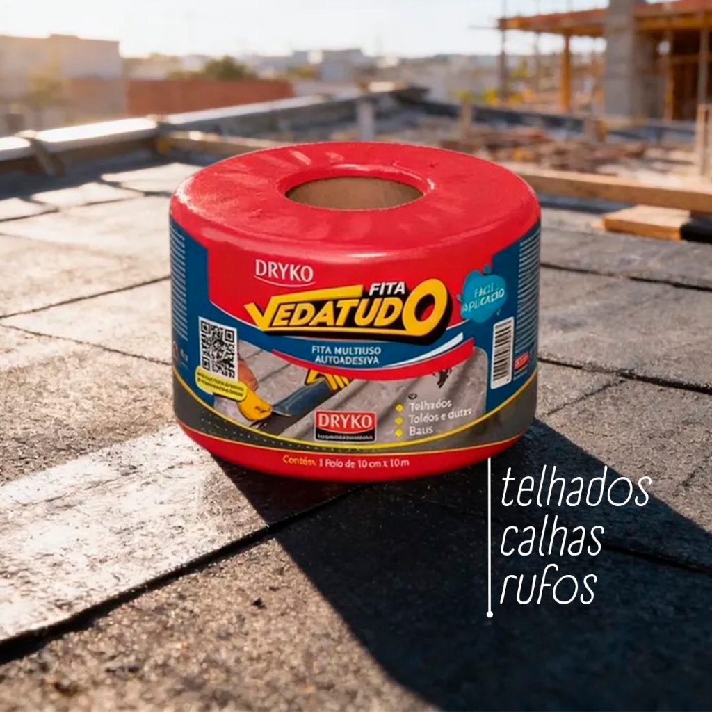 Fita Manta Asfáltica Aluminizada 10cm x 10mt Multiuso Vedatudo