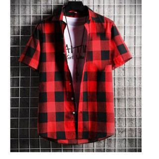 Camisa Masculina  Xadrez camisa manga curta viscose liquidação
