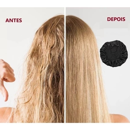 Touca/Gorro de Dormir de Cetim com Aba Faixa Larga Gigante Cabelo Anti Frizz Cuidados com o Cabelo