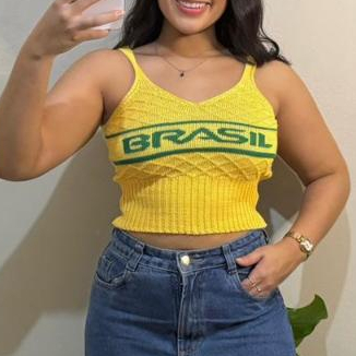 Cropped Brasil Top Feminino Regata Brasilcore Tendência Verão Moda Tricot  Crochê Copa do mundo 2026