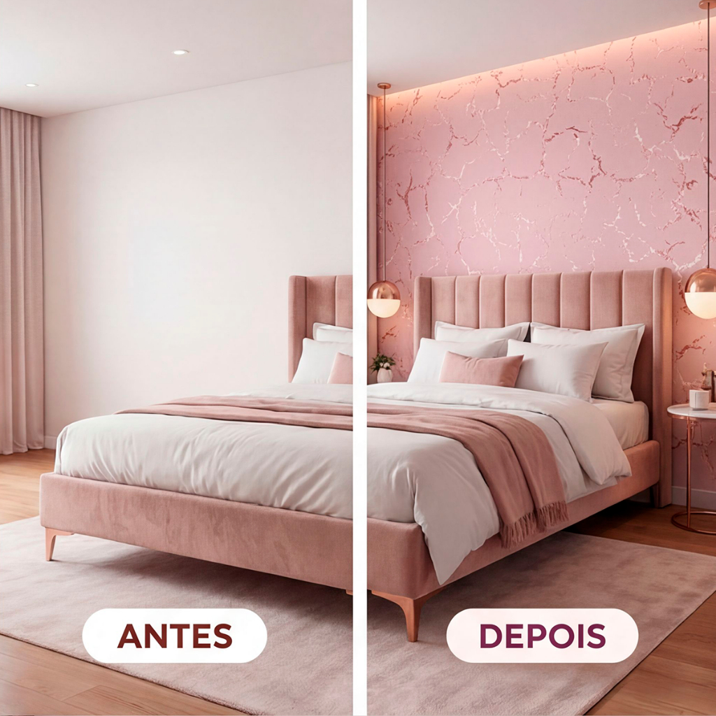 Papel de Parede Vinílico Adesivo Estampa de Mármore Rosa Quarto Salão Moderno — imagem 2 de 2