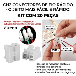 Conector de Emenda 2 Vias CH2 - Instalação Rápida e Segura, Alta Qualidade