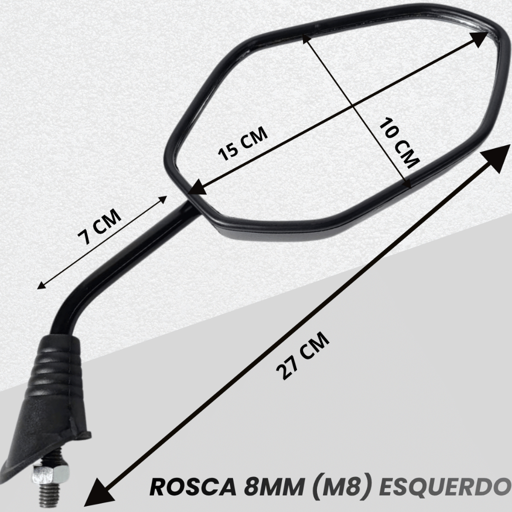 Retrovisor Nova Elite 125 2025 Rosca 8mm 2019 2020 2021 2022 2023 2024 Par — imagem 2 de 2