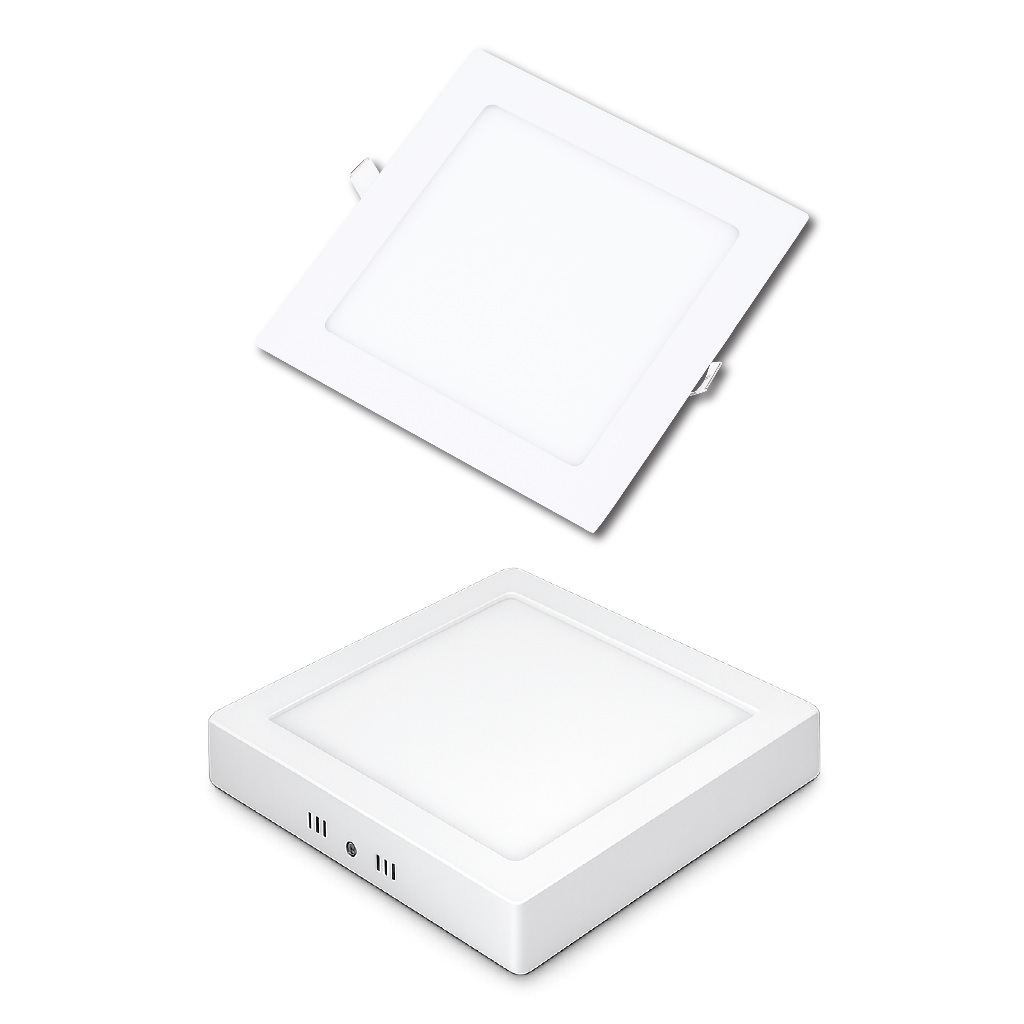 kit 5 un Painel Led 12w/18w/24w Plafon Quadrado luminária Embutir/Sobrepor