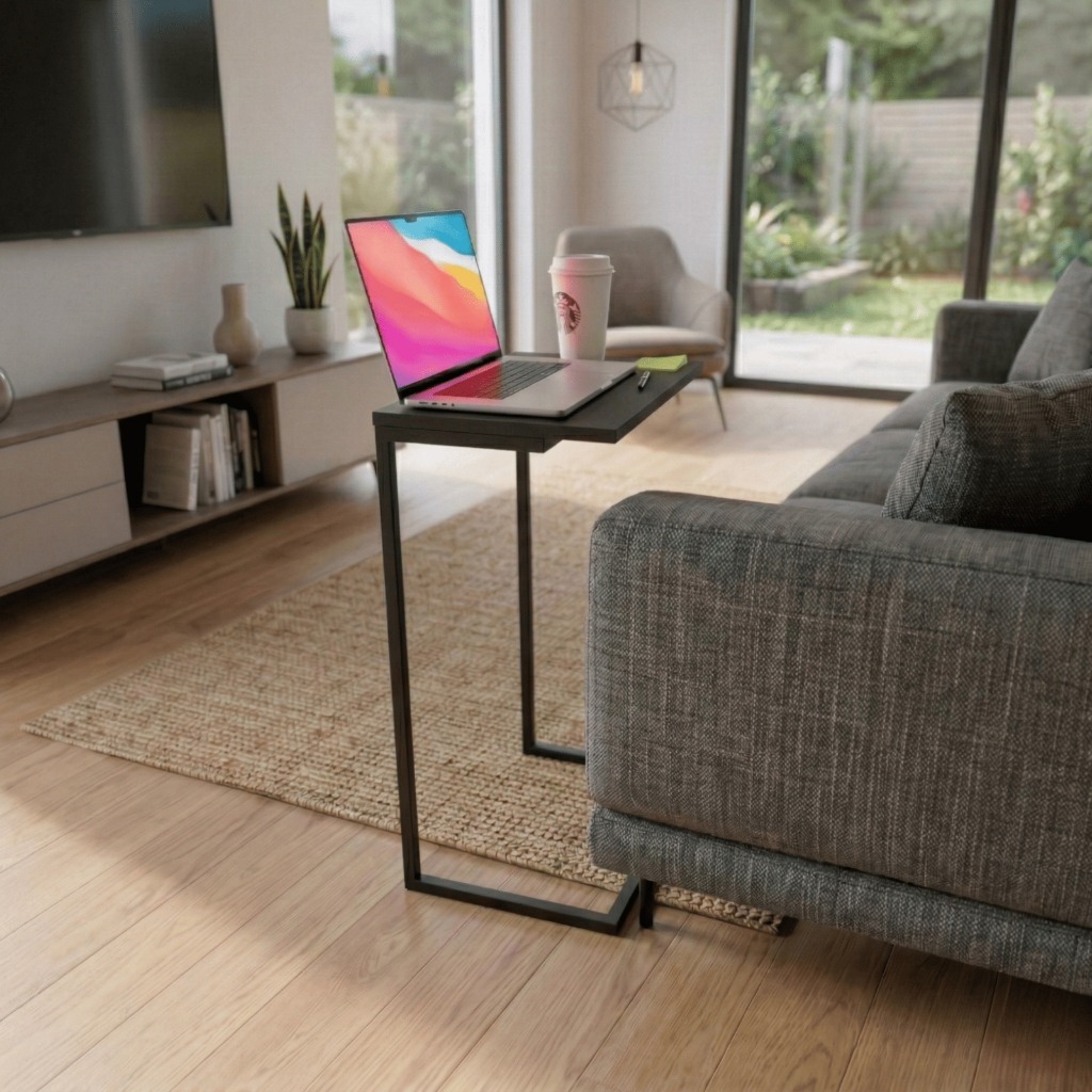 Mesa Lateral Industrial de Apoio Multiuso Pés de Ferro 70cm Mesinha para Sala Quarto Sofá