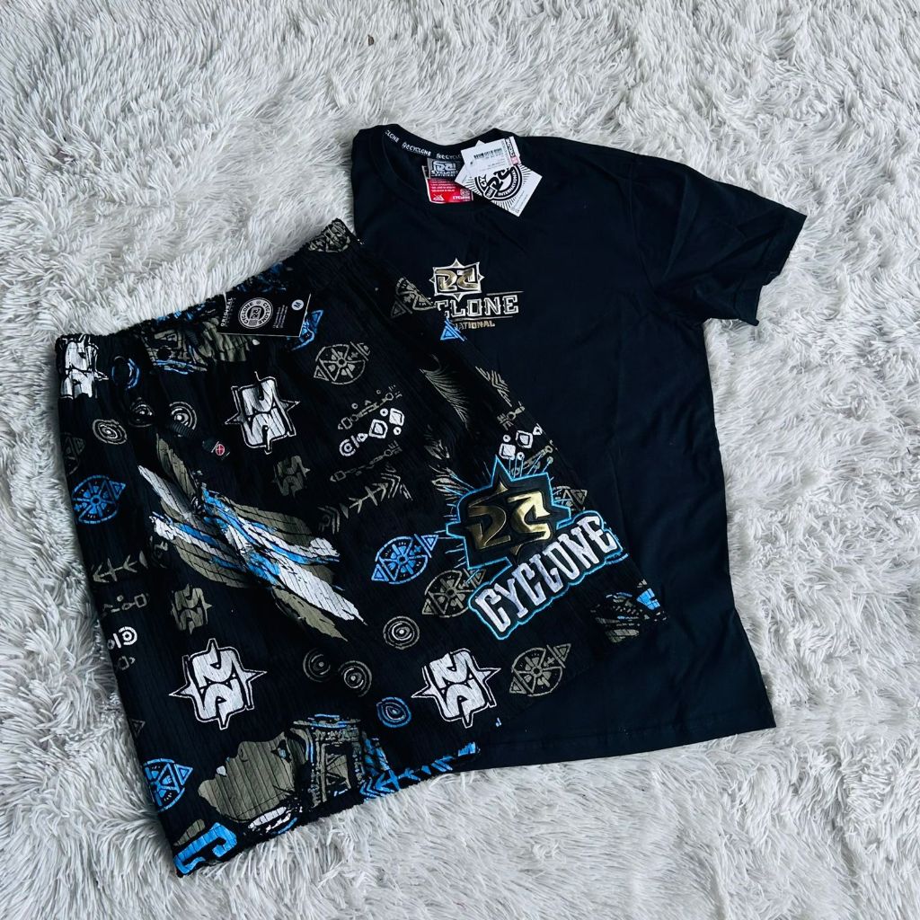 Bermuda Da Cyclone Veludo Cinza Estampada Diamante + Camiseta cyclone