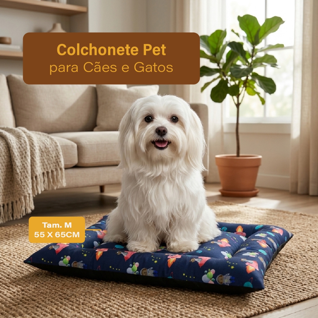Cama Caminha 65 x 55 Colchonete Pet para Cachorro e Gato com Ziper Anti Friagem Qualidade Premium